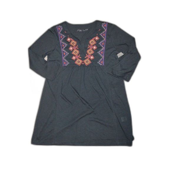 prAna Mira Cover Up Embroidered Boho Slub Tunic Top Dress Medium - Picture 2 of 10